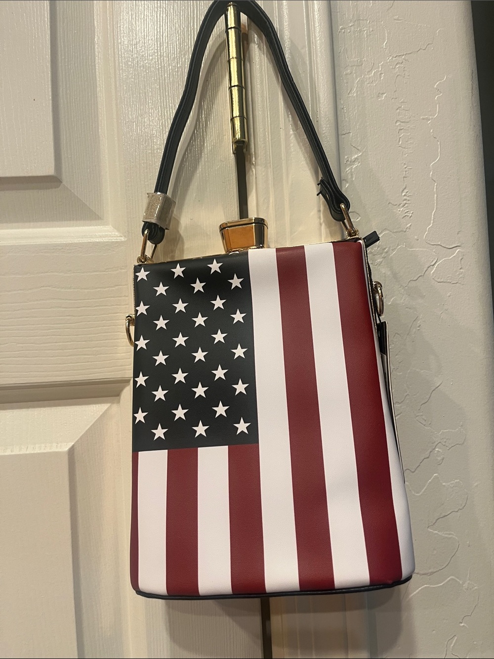 Patriotic Flag Print Tote/Crossbody Bag in Red, White & Blue
